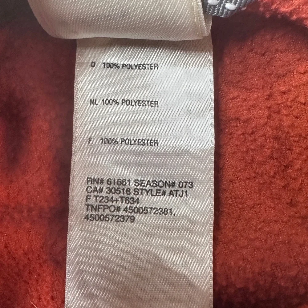 The North Face Fleece Pullover Mens M Orange ATJ1 Racing Stripe Long Sleeve Crew